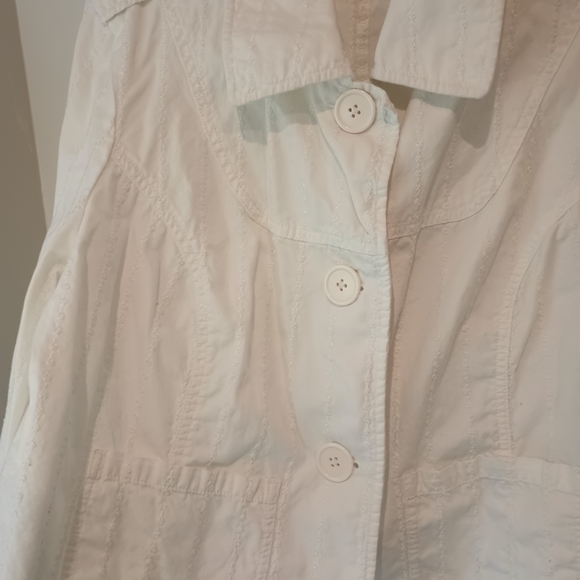 Venezia 14/16 White Cotton Embroidered Jacket Cropped 3/4 Sleeve Plus Size Boho - Picture 2 of 6